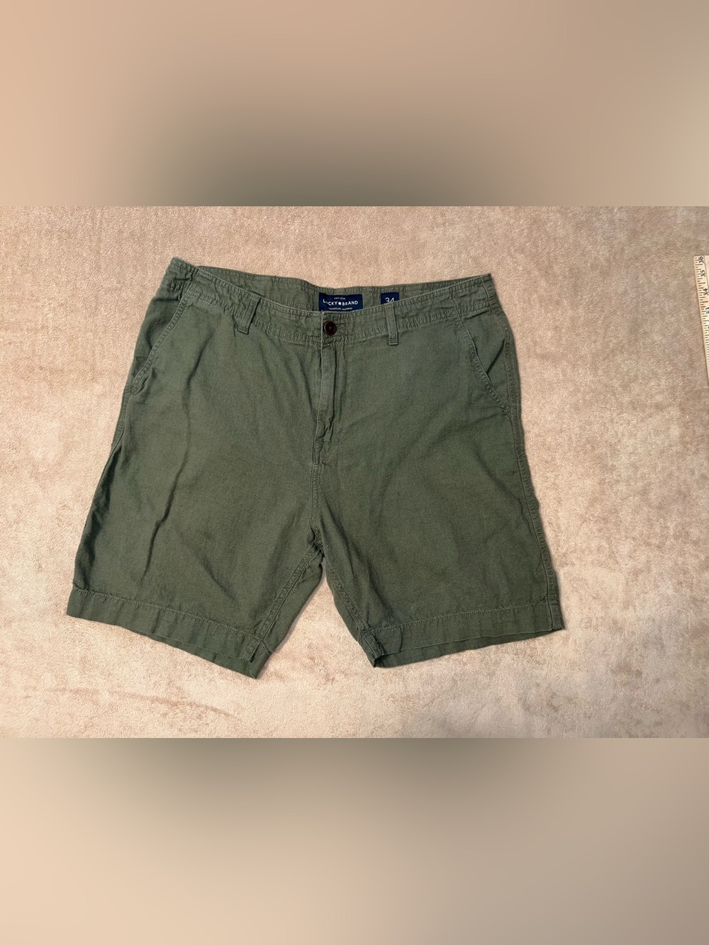 Lucky Brand Olive Green Linen Blend Chino Shorts